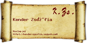 Kender Zsófia névjegykártya