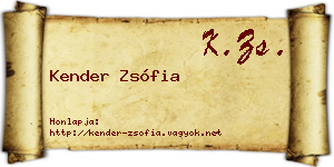 Kender Zsófia névjegykártya